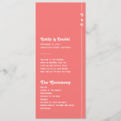 Chic Retro Koraal Roze Monogram Trouwprogramma Programmakaart (Voorkant)