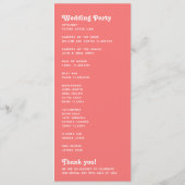 Chic Retro Koraal Roze Monogram Trouwprogramma Programmakaart (Achterkant)