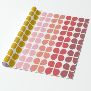Chic Retro Mid Mod Vormen Pattern Yellow Coral Cadeaupapier