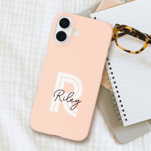 Chic Retro Monogram Script Blush Pink Schattige Tr Case-Mate iPhone Case