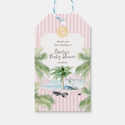 Chic Retro Palm Springs Baby shower Cadeaulabel (Voorkant)