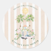 Chic Retro Palm Springs Baby shower | gunst Ronde Sticker (Voorkant)