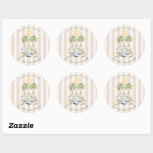 Chic Retro Palm Springs Baby shower | gunst Ronde Sticker (Vel)
