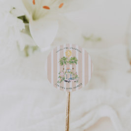 Chic Retro Palm Springs Baby shower | gunst Ronde Sticker