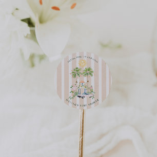 Chic Retro Palm Springs Baby shower   gunst Ronde Sticker