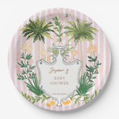 Chic Retro Palm Springs Baby shower Papieren Bordje (Voorkant)