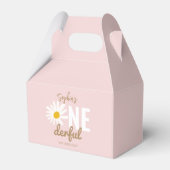 Chic Retro Pink Daisy Flower 1st Birthday Bedankdoosjes (Voorkant Zijde)