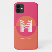 Chic Retro Pink Orange Geometric Modern Monogram Case-Mate iPhone Case (Achterkant)