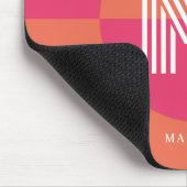 Chic Retro Pink Orange Geometric Modern Monogram Muismat (Hoek)