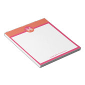 Chic Retro Pink Orange Geometric Modern Monogram Notitieblok (Schuin)