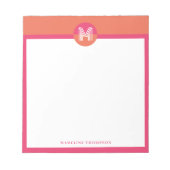 Chic Retro Pink Orange Geometric Modern Monogram Notitieblok (Voorkant)