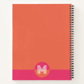 Chic Retro Pink Orange Geometric Modern Monogram Notitieboek (Achterkant)