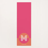 Chic Retro Pink Orange Geometric Modern Monogram Yogamat (Achterkant)