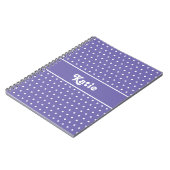 Chic Retro Polka Dots Paarse en witte naam Notitieboek (Linkerzijde)