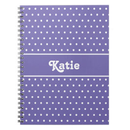Chic Retro Polka Dots Paarse en witte naam Notitieboek