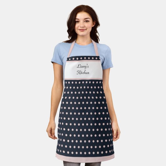 Chic Retro roze en zwart poka gedopt Schort (Gedragen)