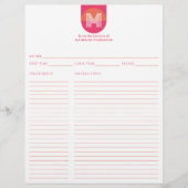 Chic Retro Roze Sinaasappel Geometrische Monogram  (Voorkant)