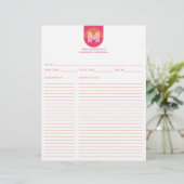 Chic Retro Roze Sinaasappel Geometrische Monogram (Staand voorkant)