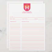 Chic Retro Roze Sinaasappel Geometrische Monogram (Voorkant / Achterkant)