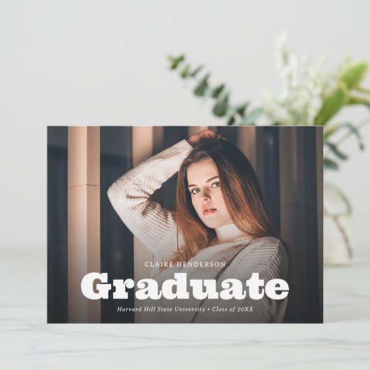 Chic Retro  Stijl Afstuderen voor fotocollage Aankondiging (Staand voorkant)