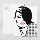 Chic retro stippel mode meisje briefkaart (Voorkant / Achterkant)