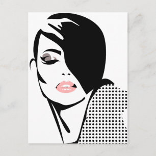 Chic retro stippel mode meisje briefkaart