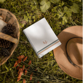 Chic Retro Strepen Monogram Notitieboek Journaal