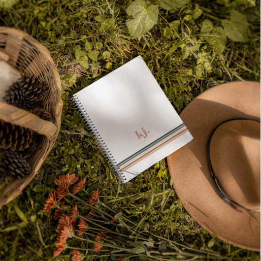 Chic Retro Strepen Monogram Notitieboek Journaal