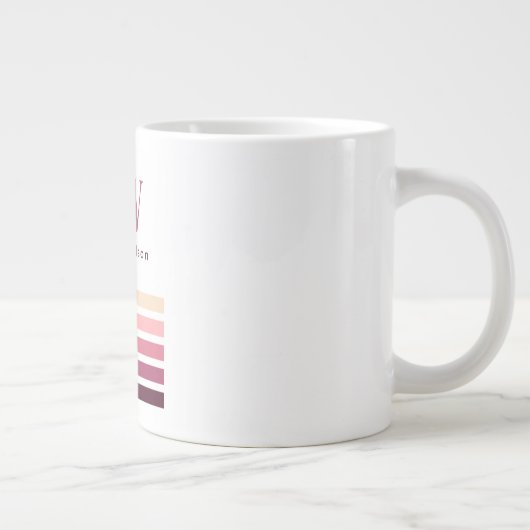 Chic Retro Stripes Monogram Coffee Mug Grote Koffiekop (Rechts)