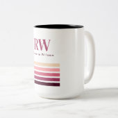Chic Retro Stripes Monogram Coffee Mug Tweekleurige Koffiemok (Voorkant rechts)