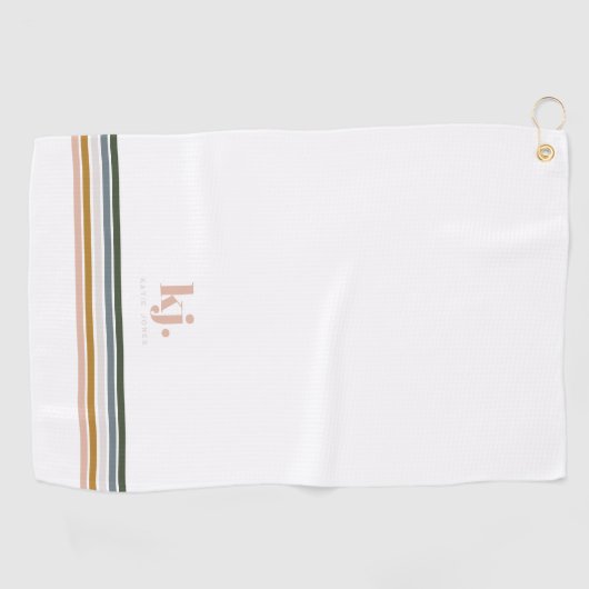 Chic Retro Stripes Monogram Golfhanddoek (Horizontaal)