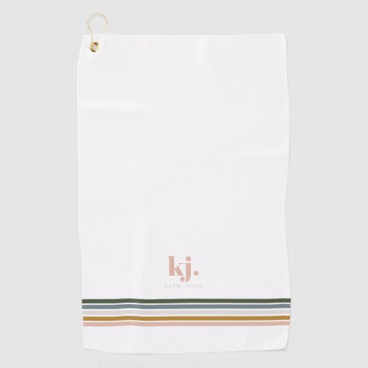 Chic Retro Stripes Monogram Golfhanddoek (Voorkant)