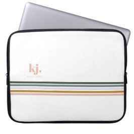 Chic Retro Stripes Monogram laptophoes Laptop Sleeve