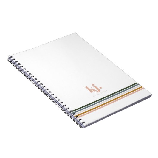 Chic Retro Stripes Monogram Notitieboek Journal (Rechterzijde)