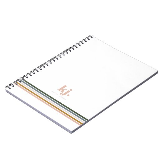 Chic Retro Stripes Monogram Notitieboek Journal (Linkerzijde)