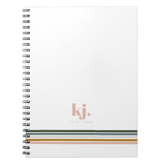 Chic Retro Stripes Monogram Notitieboek Journal (Voorkant)