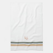 Chic Retro Stripes Monogram Tea Towel Theedoek (Verticaal)
