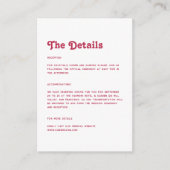 Chic Retro Summer Bright Hot Pink Wedding Details Informatiekaartje (Voorkant)