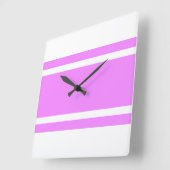 Chic Retro Wide Light Roze Racing Stripes op Wit Vierkante Klok (Hoek)