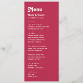 Chic Retro Zomer Helder Hot Pink Wedding Menu (Voorkant)