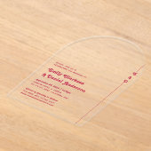 Chic Retro Zomer Helder Hot Roze Monogram Huwelijk Acryl Uitnodigingen (Laagn)