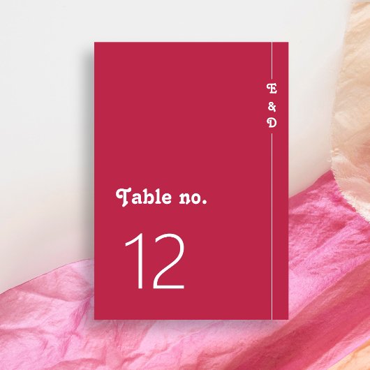 Chic Retro Zomer Helder Hot Roze Monogram Huwelijk Kaart