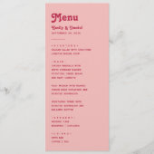 Chic Retro Zomer Hot Pink & Blush Wedding Menu (Voorkant)