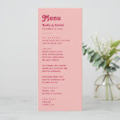 Chic Retro Zomer Hot Pink & Blush Wedding Menu (Staand voorkant)