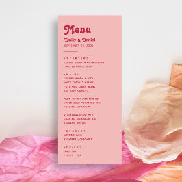 Chic Retro Zomer Hot Pink & Blush Wedding Menu