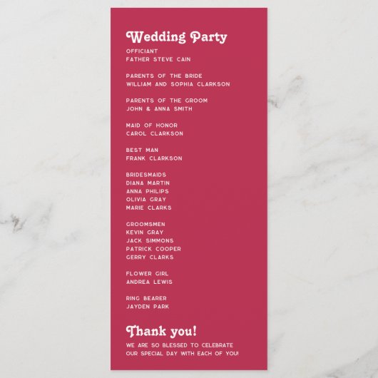 Chic Retro Zomer Roze Monogram Trouwprogramma Programmakaart (Achterkant)