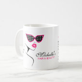 Chic Retro Zwart Roze Polka Dot Zonnebril Schoonhe Koffiemok (Voorkant links)