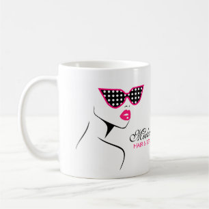 Chic Retro Zwart Roze Polka Dot Zonnebril Schoonhe Koffiemok