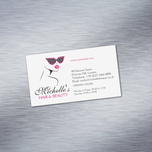 Chic Retro Zwart Roze Polka Dot Zonnebril Schoonhe Magnetisch Visitekaartje (Voorbeeld)