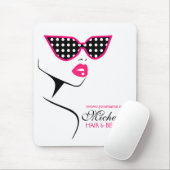 Chic Retro Zwart Roze Polka Dot Zonnebril Schoonhe Muismat (Met muis)